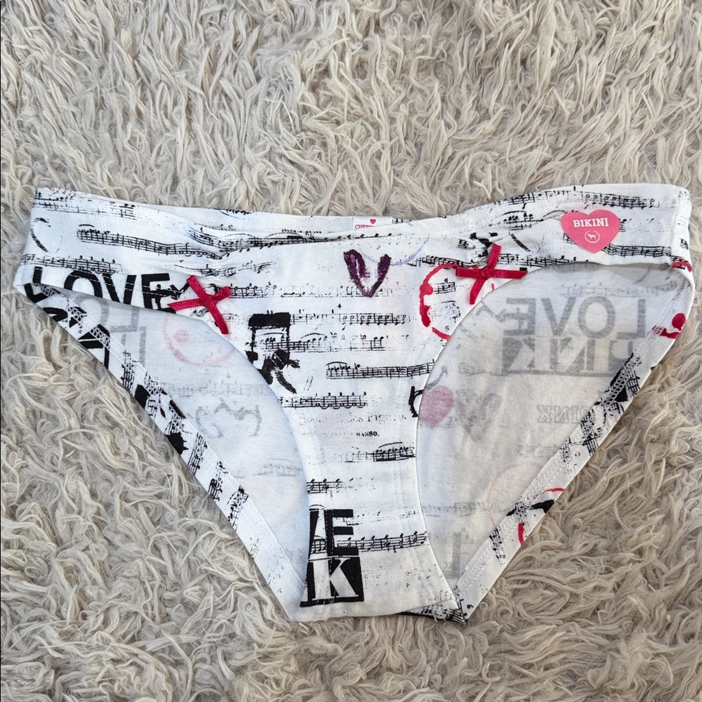 NWT 2010 Rare VTG Music Notes Sheet Music Bikini Bows Victoria’s Secret PINK S